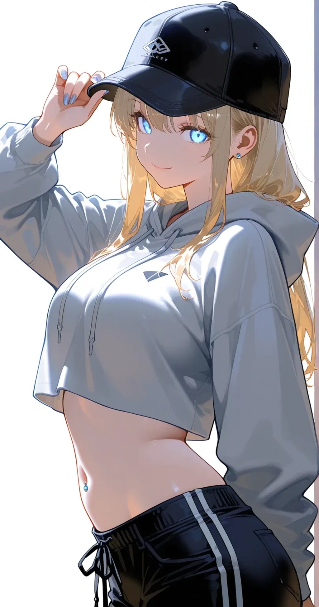 ヘソだしパーカー女子