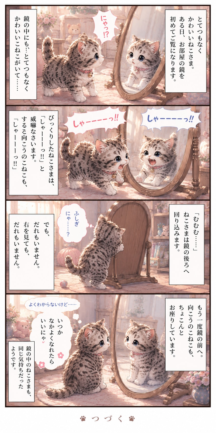 ねこさま、はじめての鏡🪞🐱