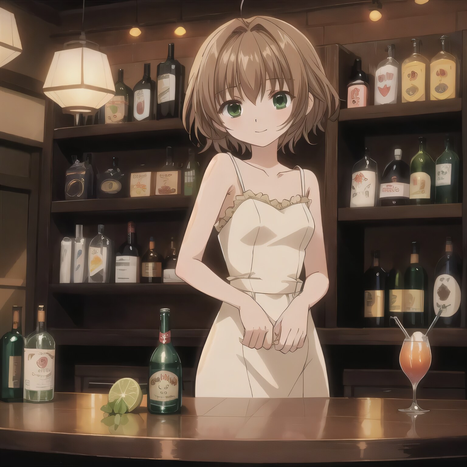 茶髪ボブで酒場の少女 | の人気AIイラスト・グラビア