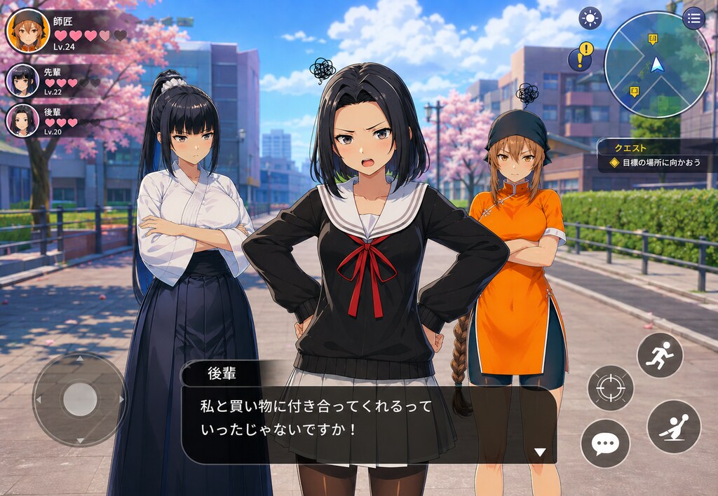 存在しない今風の学園3Dアニメ調オープンワールドRPG