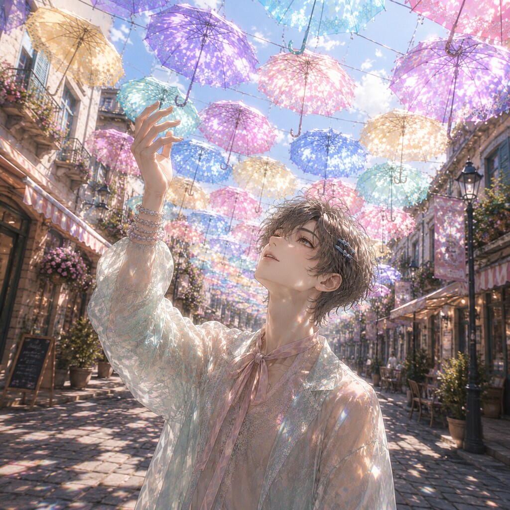 ガーリーな彼を愛する色の雨。