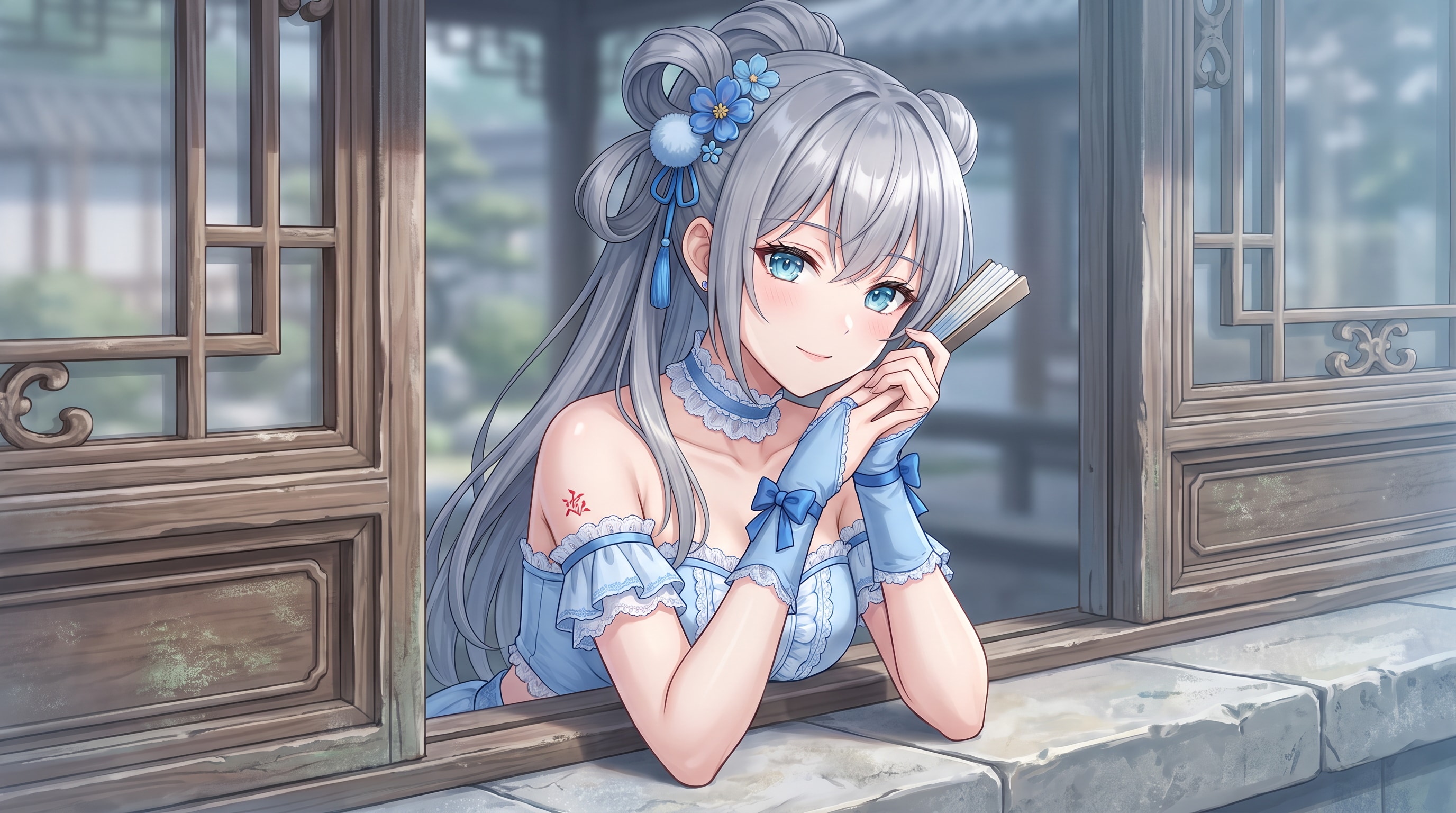 窓辺雪華詩