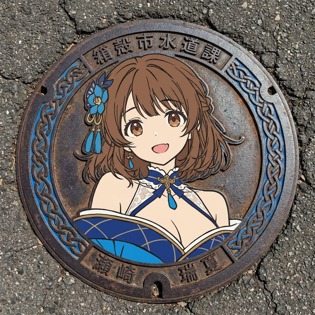 瑞夏ちゃん、マンホールの蓋になる。