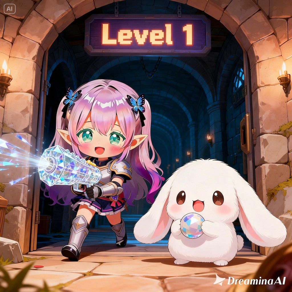 モフモフの相棒とLevel1のダンジョンに来たよ！