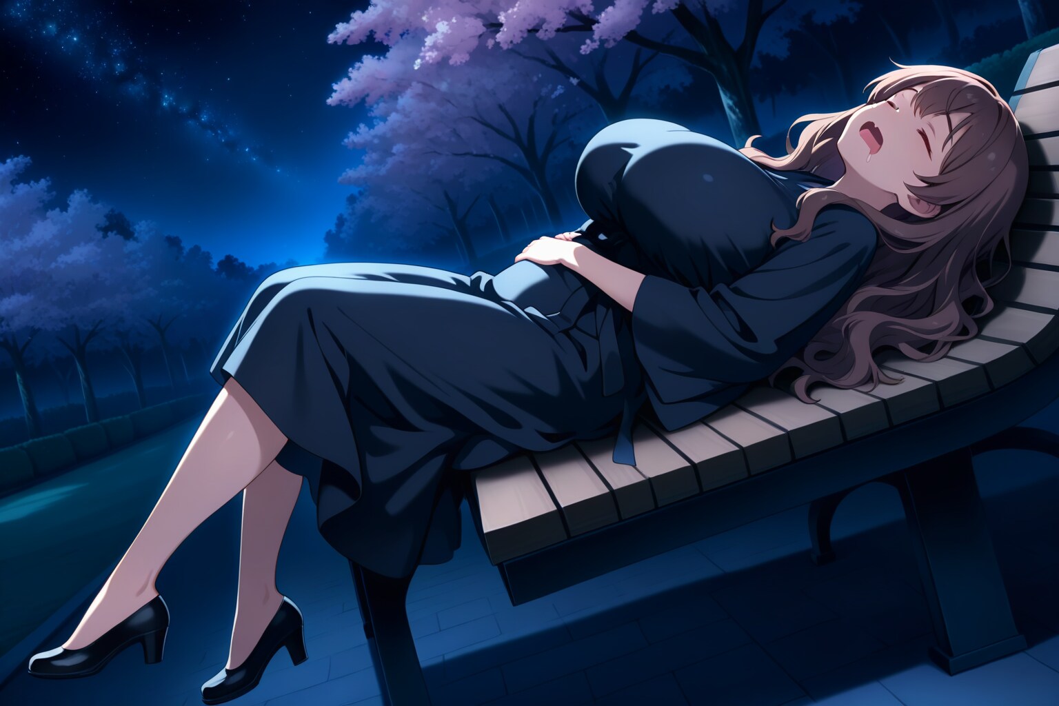 夜まで居眠りしちゃった女性