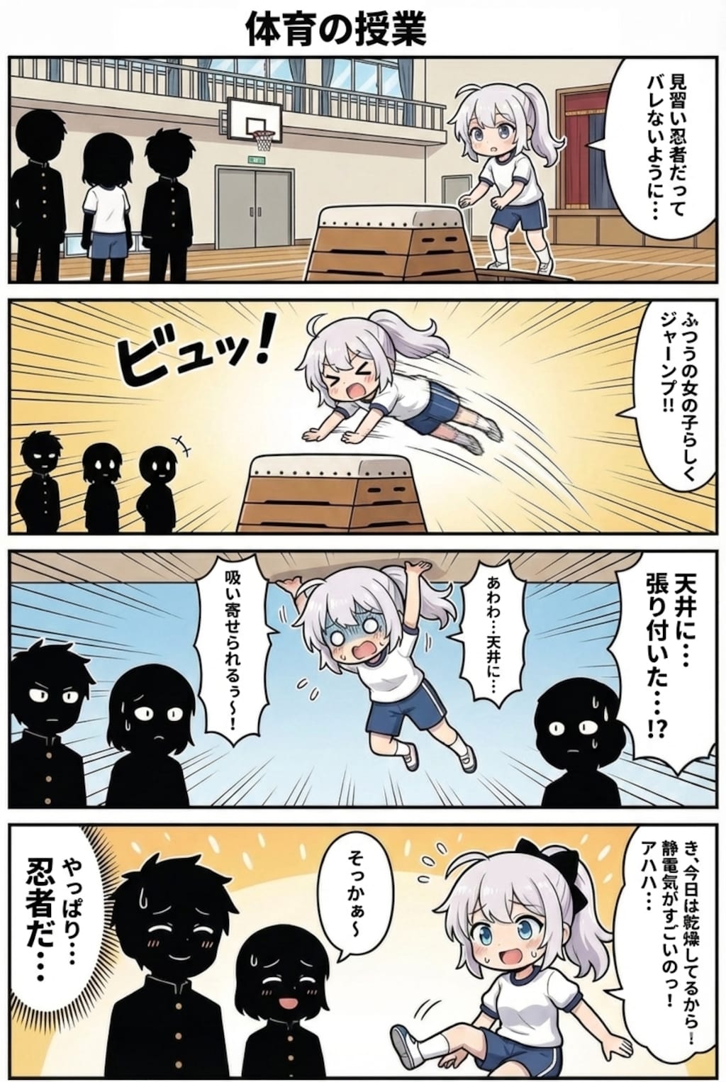 【セリフ追加】千代ちゃん４コママンガ「体育の授業」