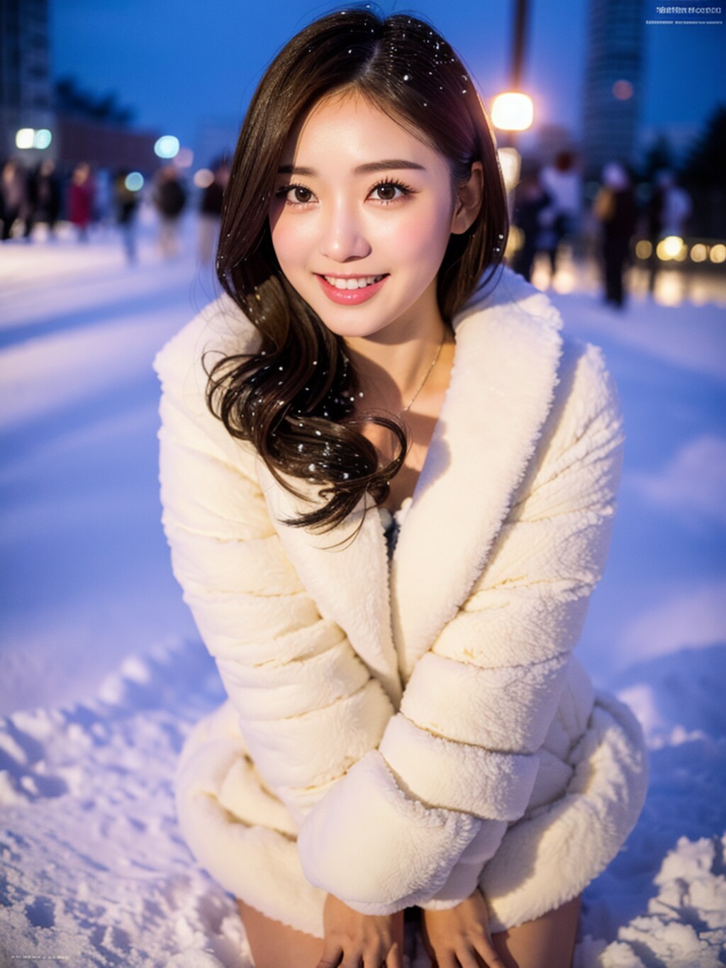 雪の中の美女