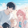 浜辺でBBQする家族 4枚目