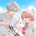 浜辺でBBQする家族 2枚目