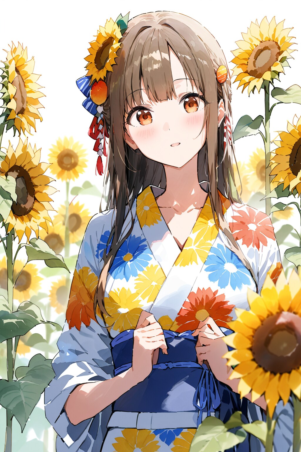 ひまわりの浴衣の女の子 | の人気AIイラスト・グラビア