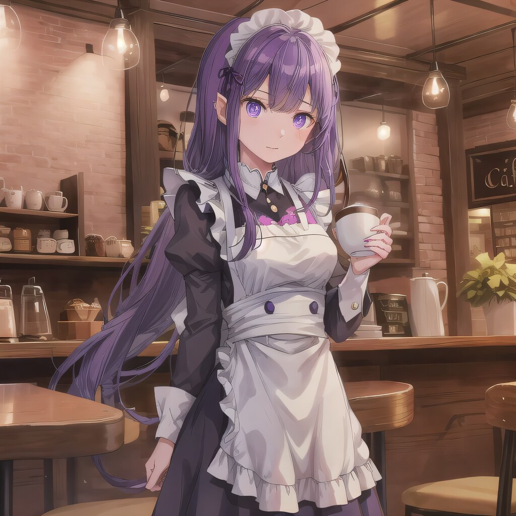 紫髪ロングでカフェの少女５