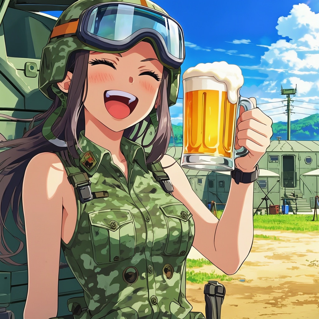 演習終わりのビール