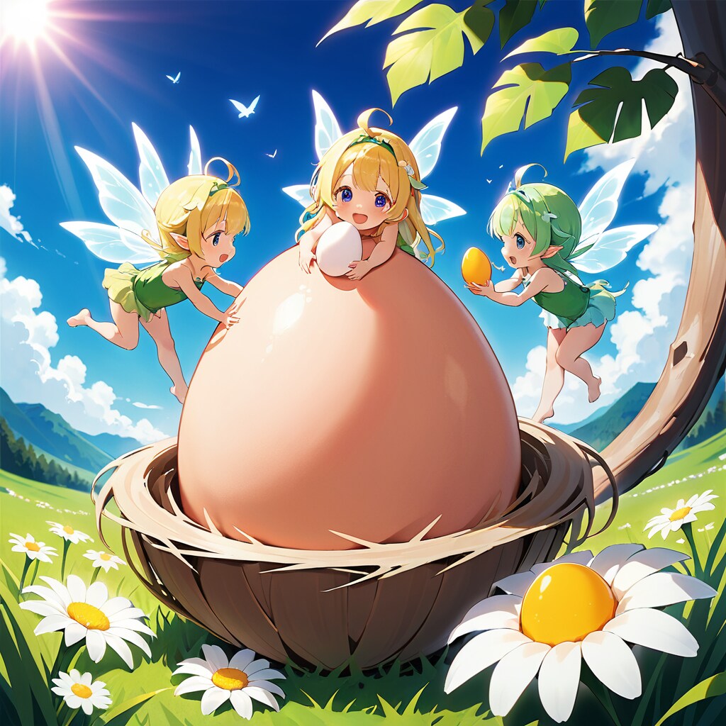 赤ちゃん妖精と卵