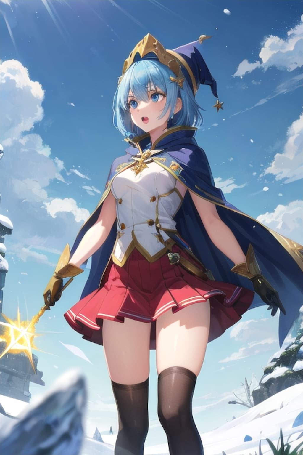 青の魔法使い詠唱中