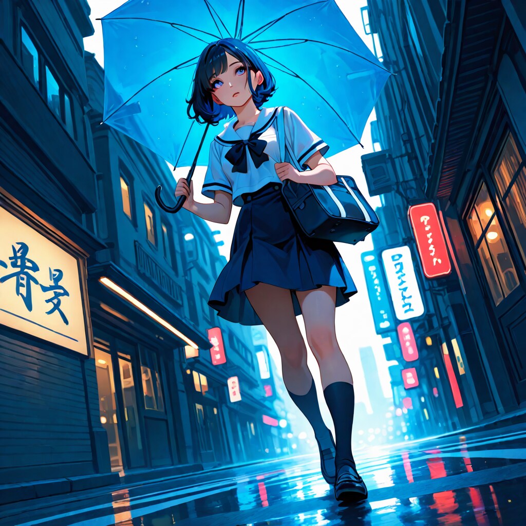 小雨の街