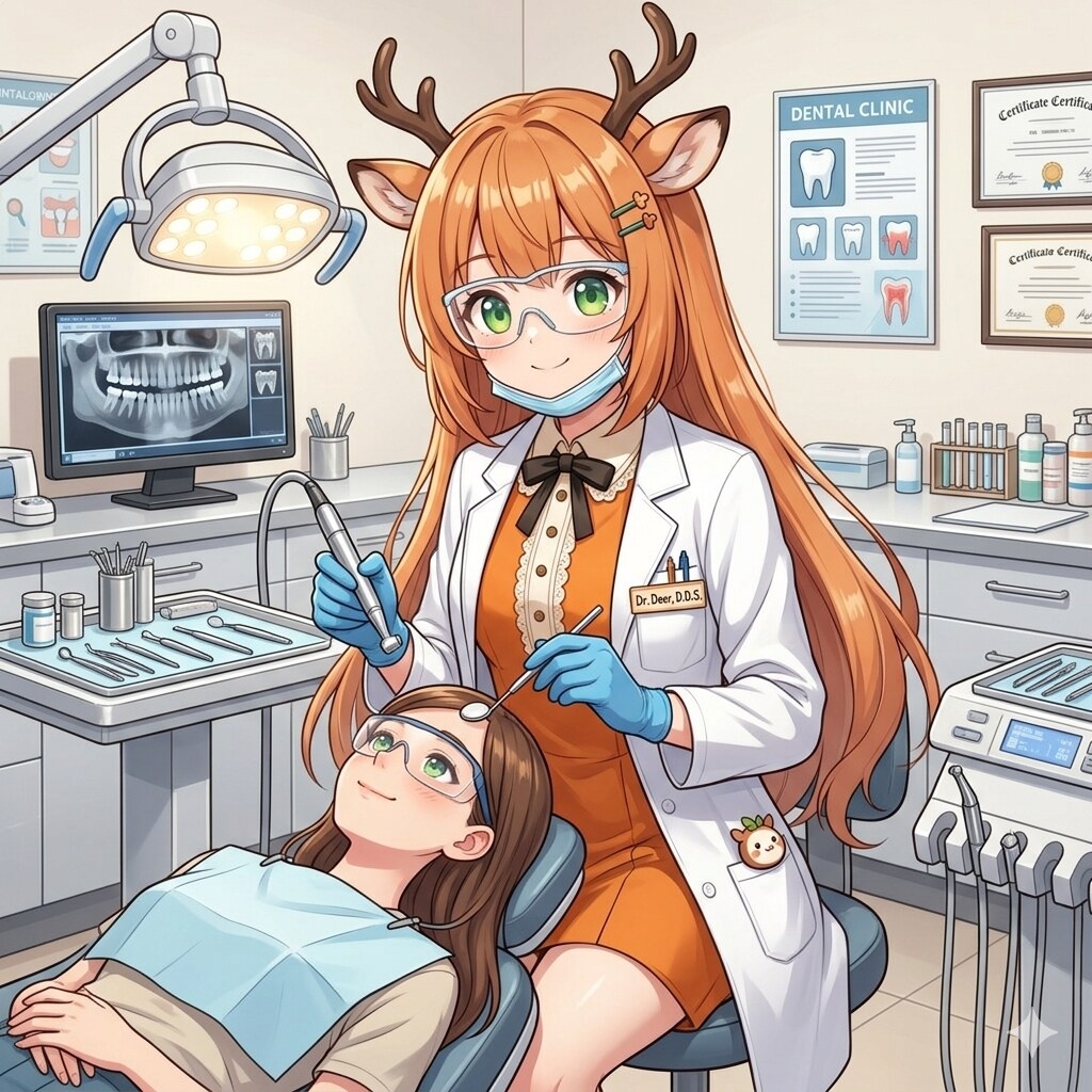 歯科医と司会をする鹿さん（ぷぷっ🤣） | の人気AIイラスト・グラビア