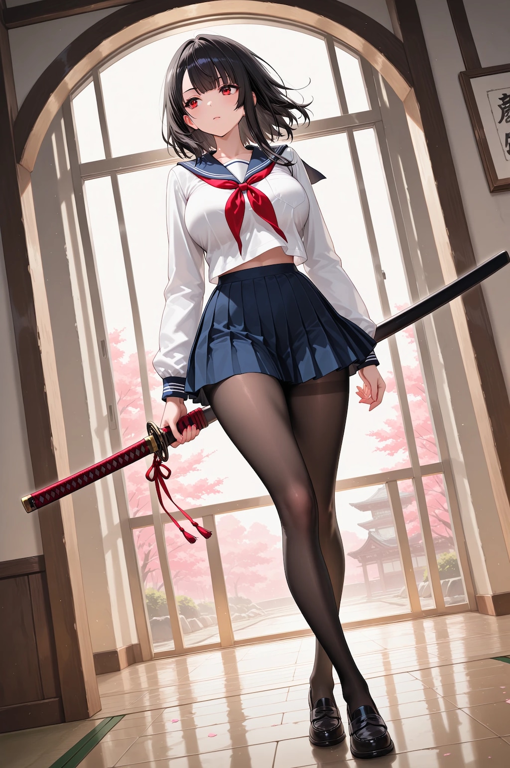 女子高生と日本刀
