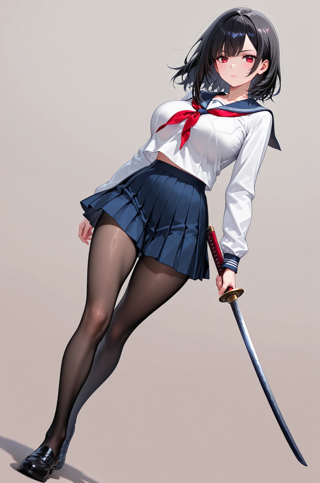 女子高生と日本刀