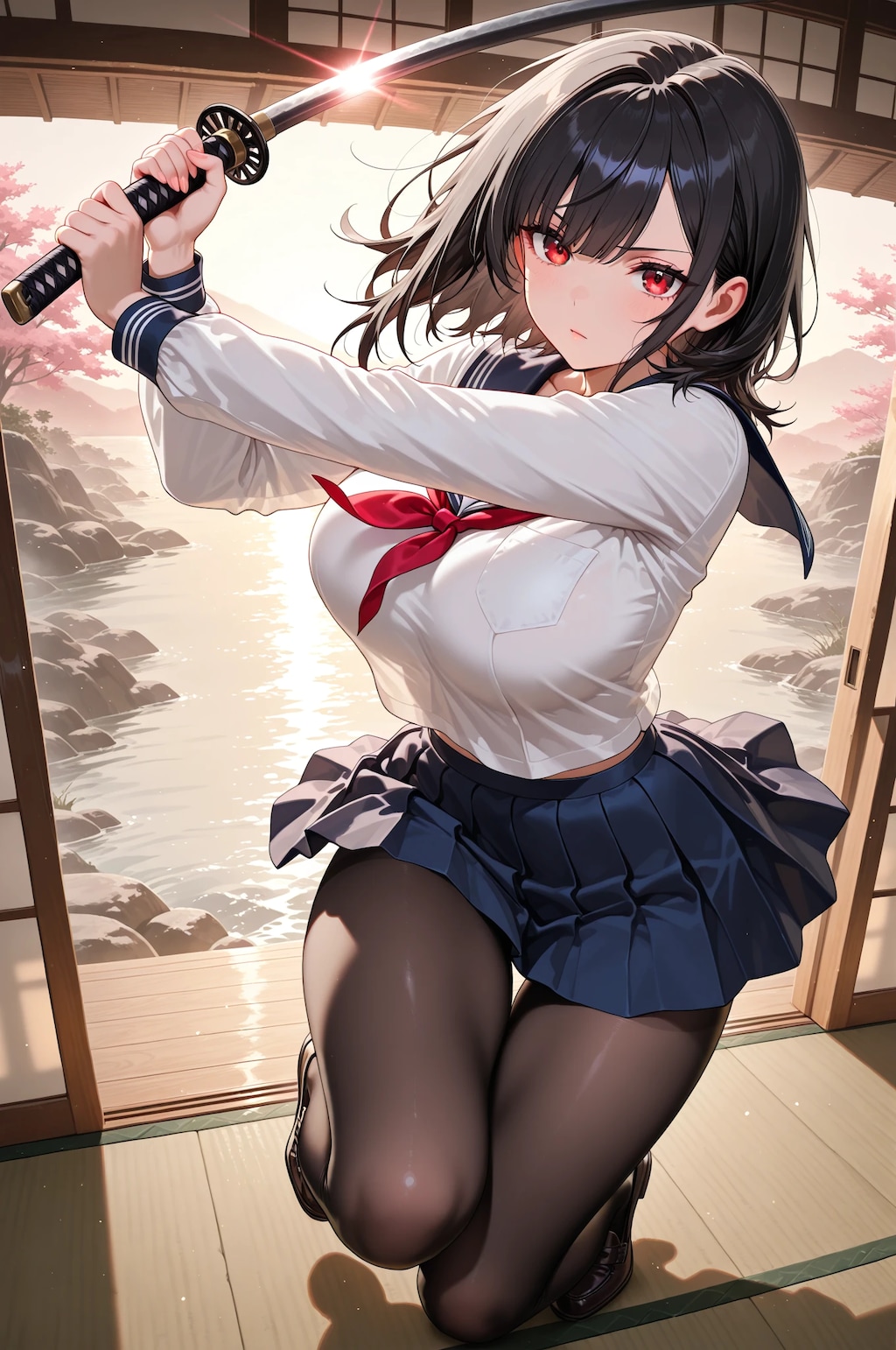 女子高生と日本刀