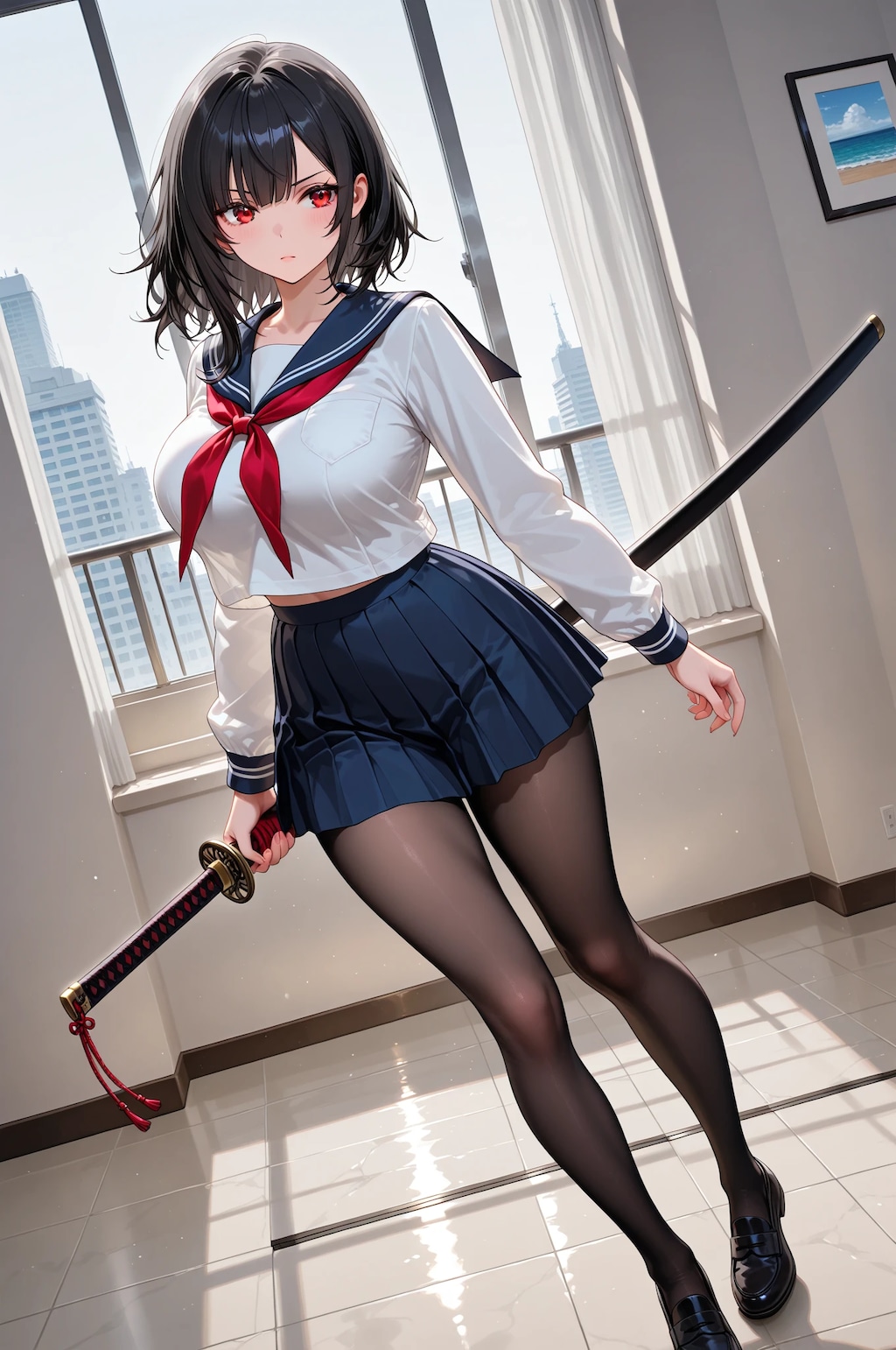 女子高生と日本刀