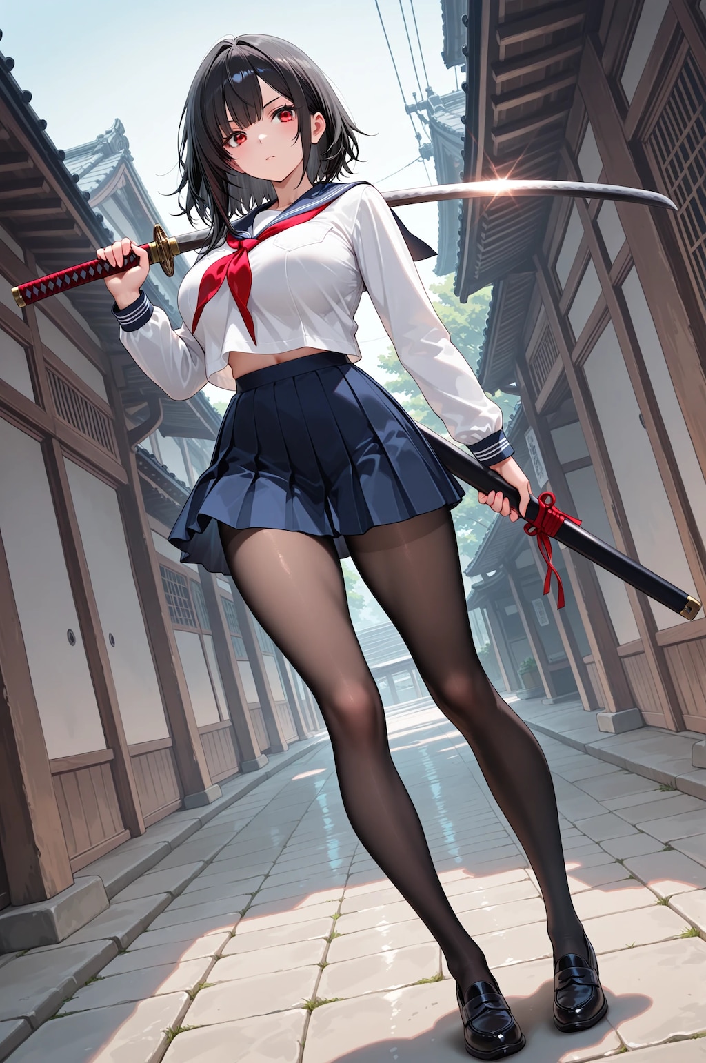 女子高生と日本刀