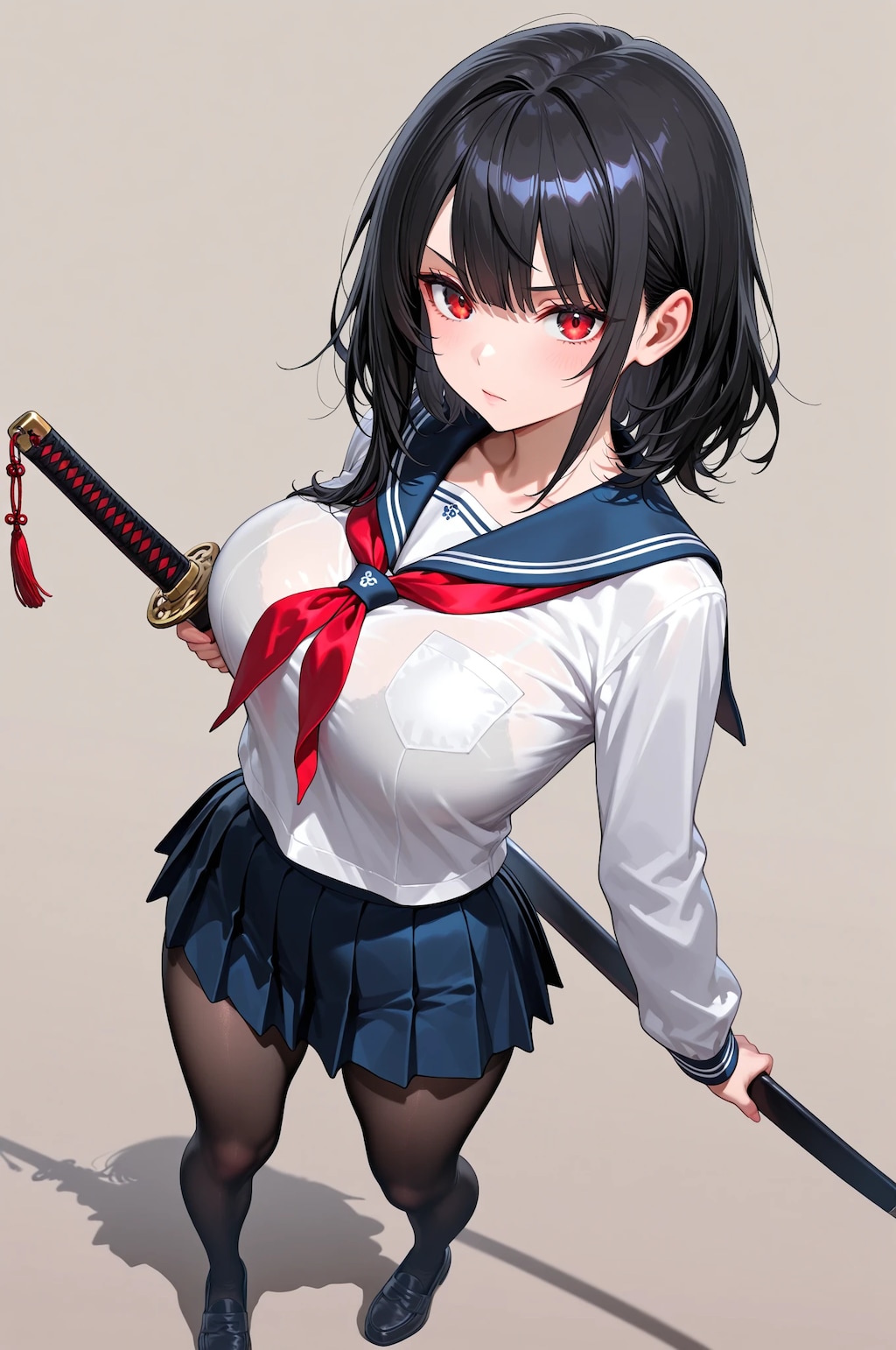 女子高生と日本刀