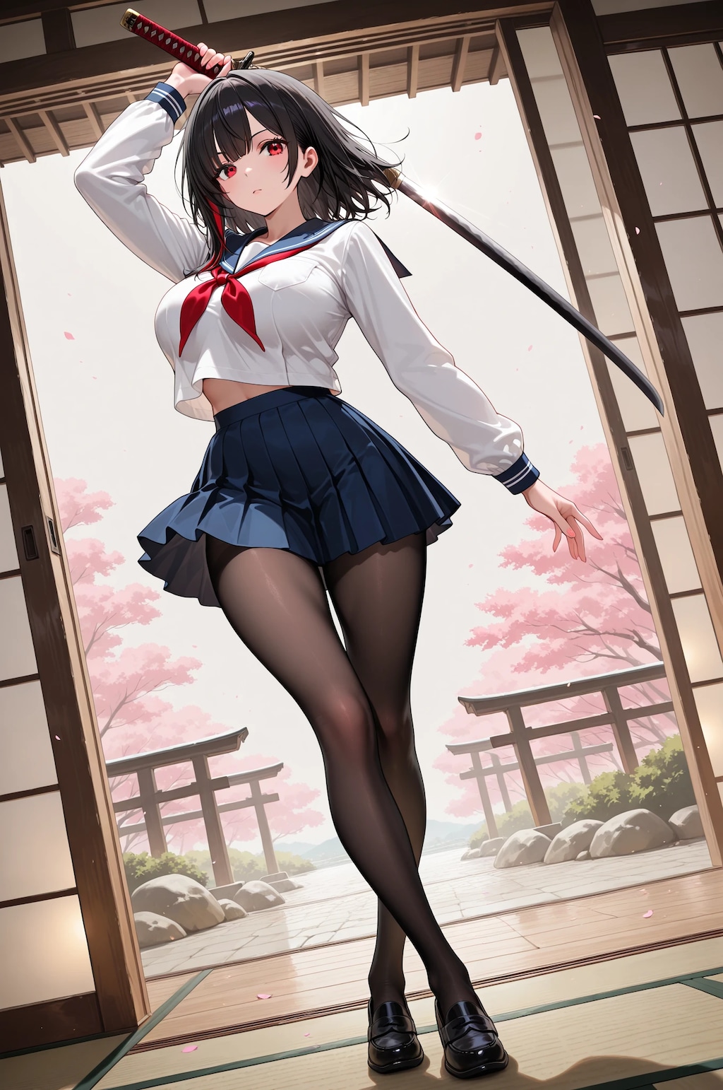 女子高生と日本刀