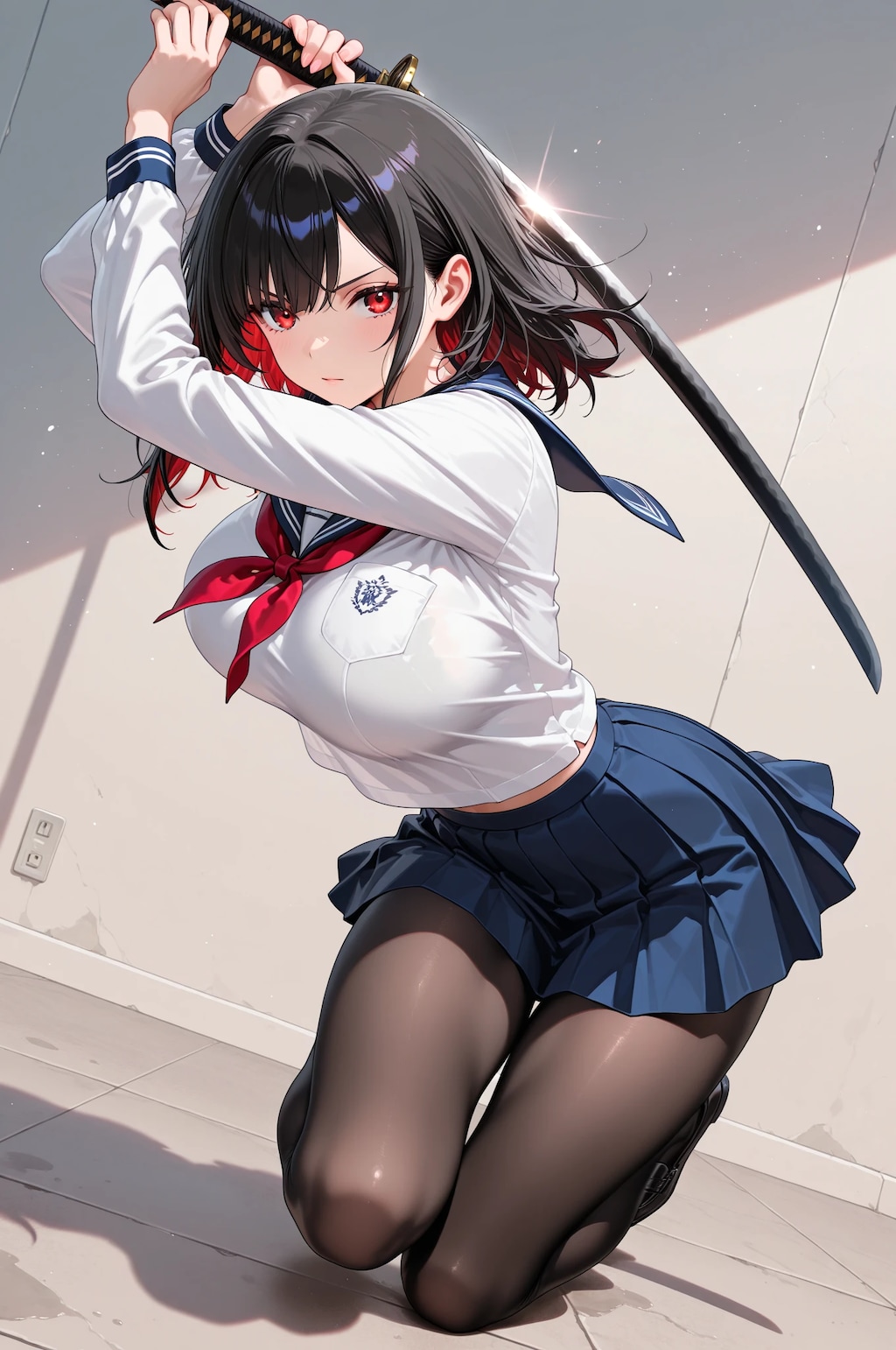 女子高生と日本刀