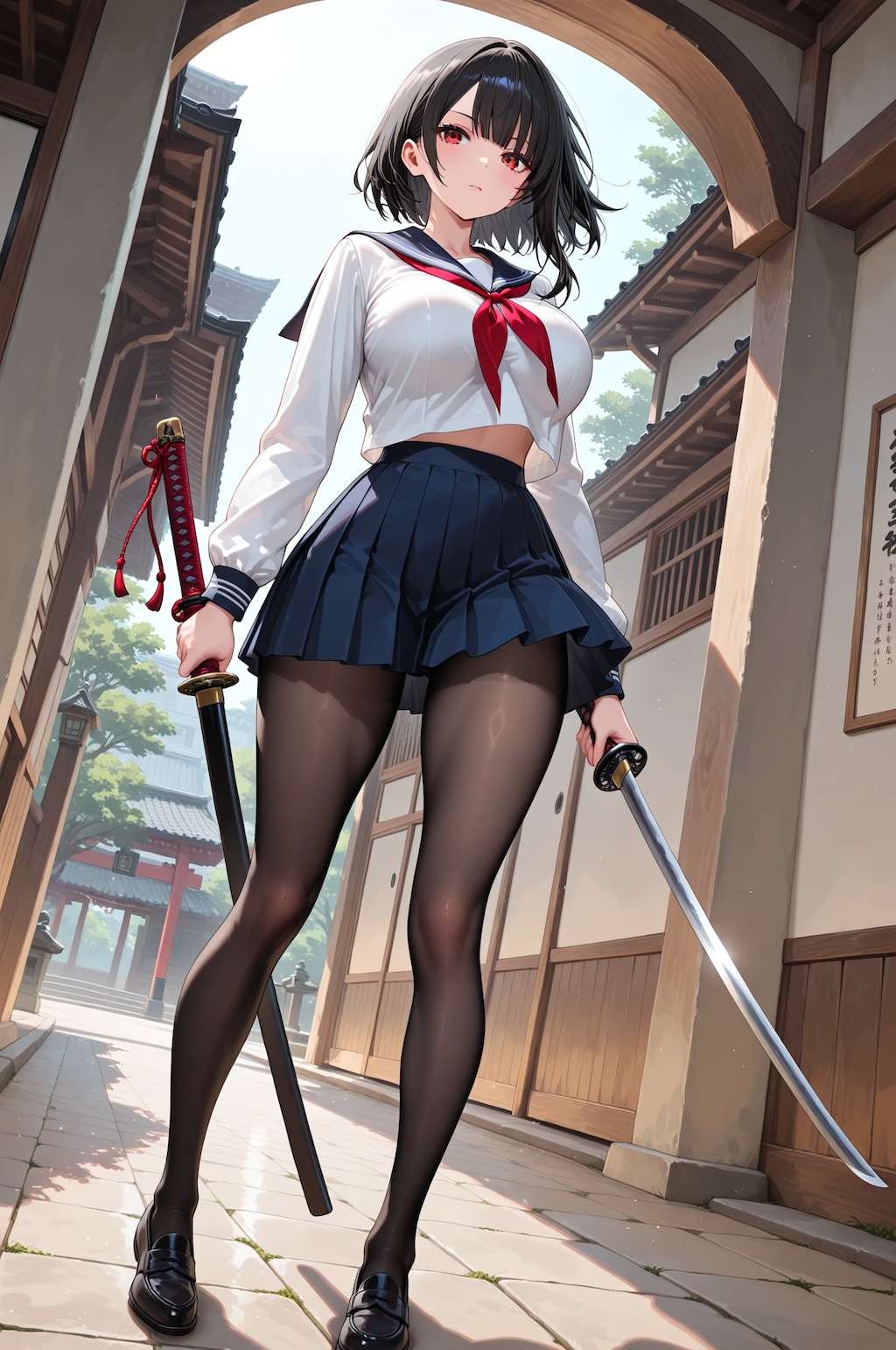 女子高生と日本刀