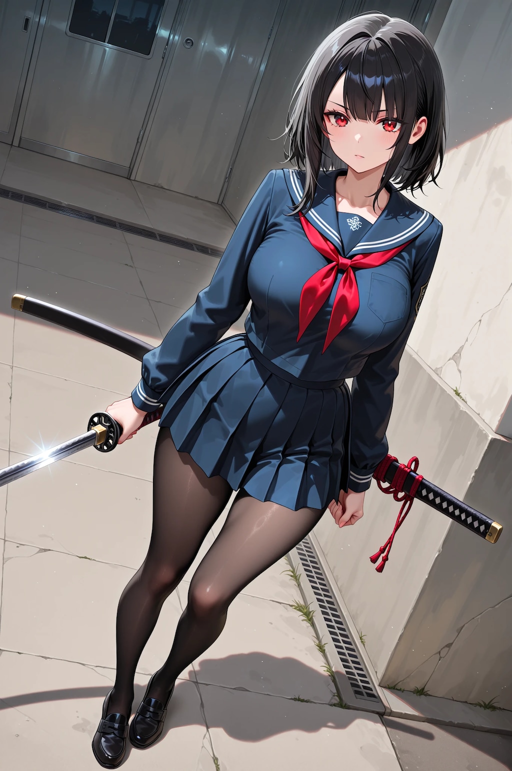 女子高生と日本刀