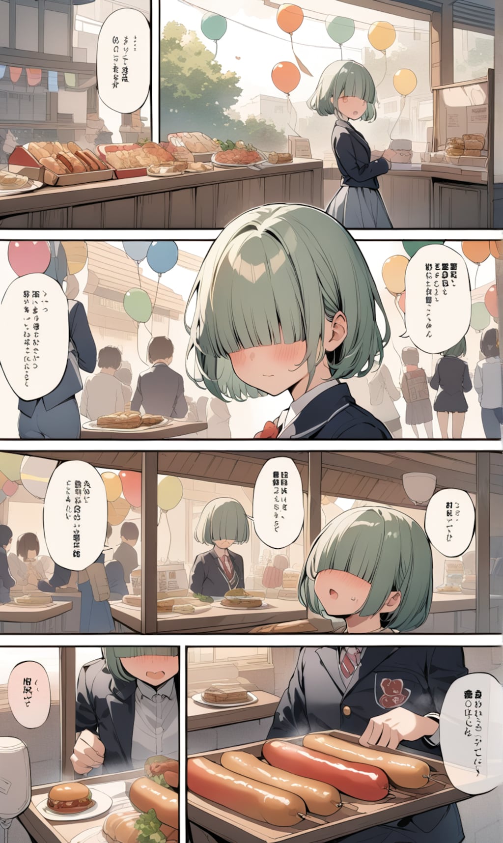 焼きそばパンを食べに来たメカクレガール