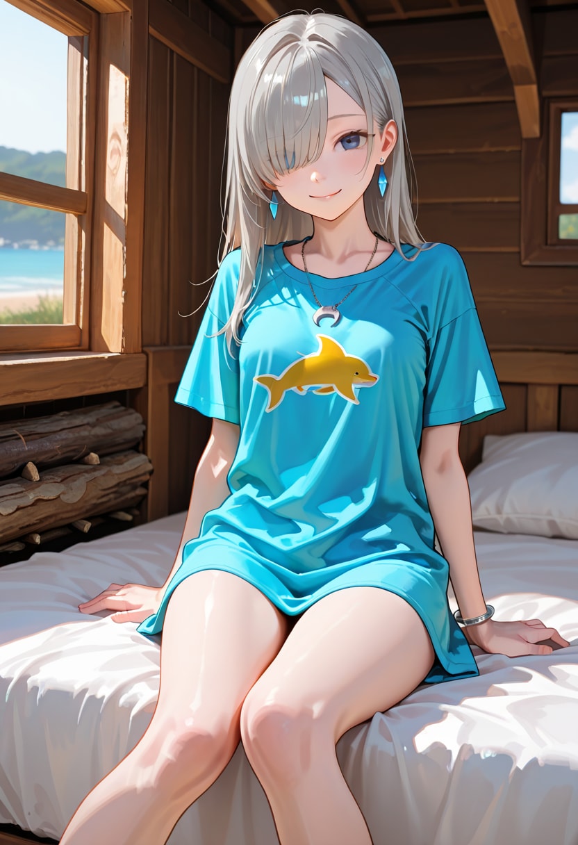 由璃亜 Oversized T-shirt (2) | の人気AIイラスト・グラビア