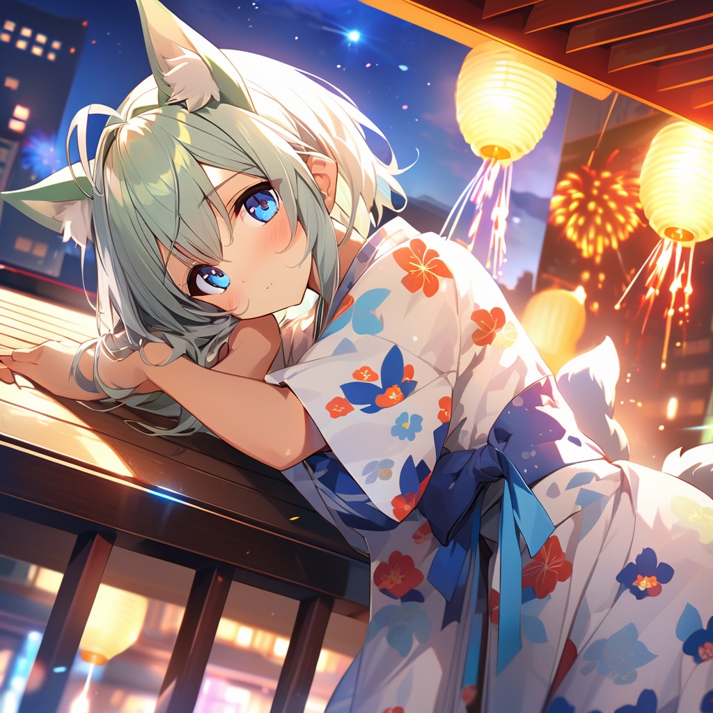 お祭りで眠そうな女の子