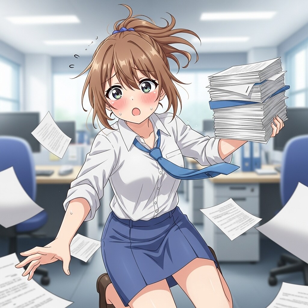 お仕事中にハプニングが起きてるドジっ子