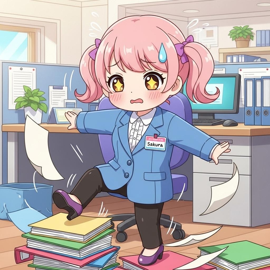 お仕事中にハプニングが起きてるドジっ子