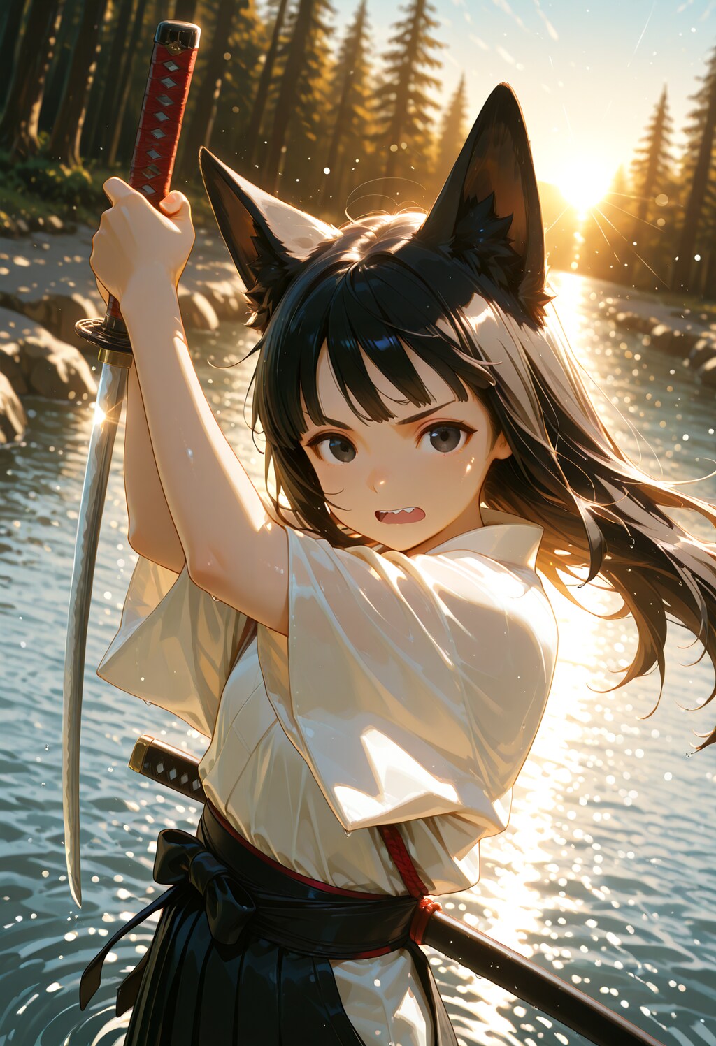 稽古に励む狐族の女剣士（幼少期）【近距離Ver.】