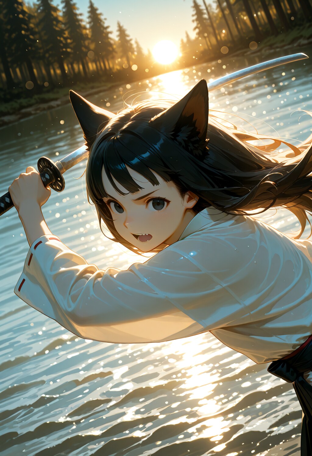 稽古に励む狐族の女剣士（幼少期）【近距離Ver.】