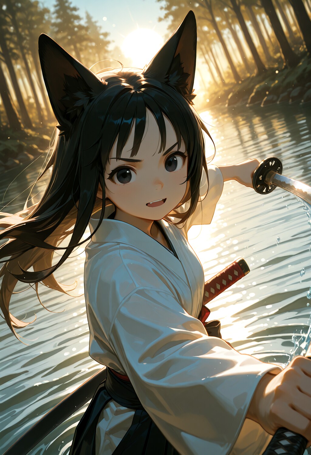 稽古に励む狐族の女剣士（幼少期）【近距離Ver.】