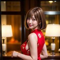 花柄チャイナドレス　赤系 8枚目