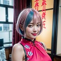 花柄チャイナドレス　赤系 10枚目
