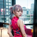 花柄チャイナドレス　赤系 3枚目