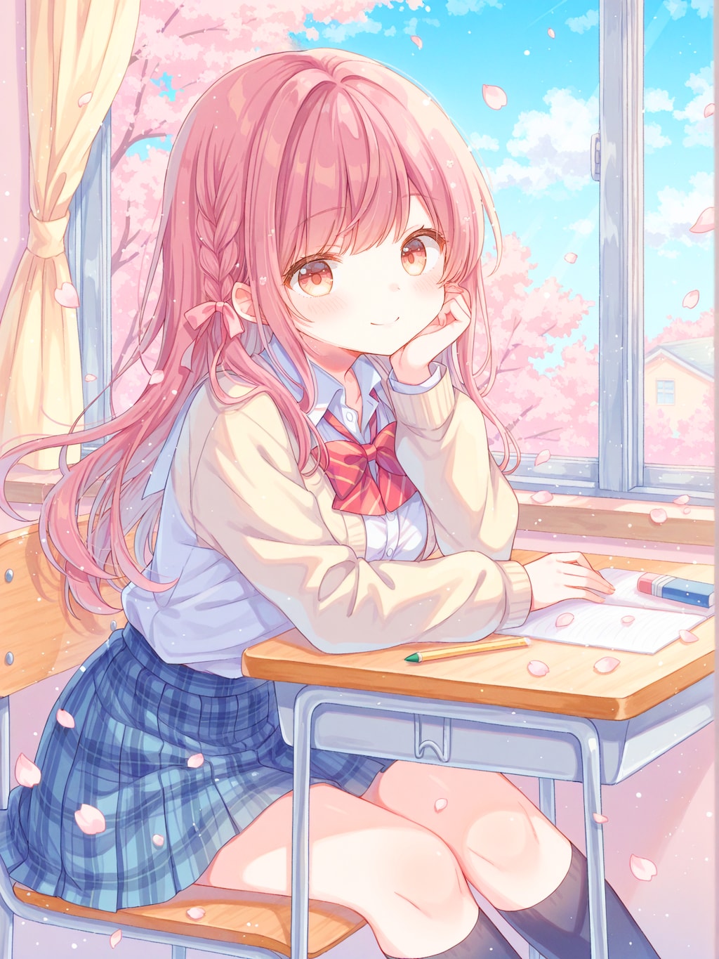 窓から吹き込む桜の花びら