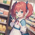 お菓子売り場でピースしてる小さな女の子 4枚目