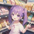お菓子売り場でピースしてる小さな女の子 8枚目