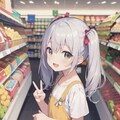 お菓子売り場でピースしてる小さな女の子 10枚目