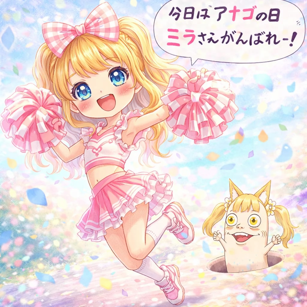 今日はアナゴの日。ミラさんがんばれー