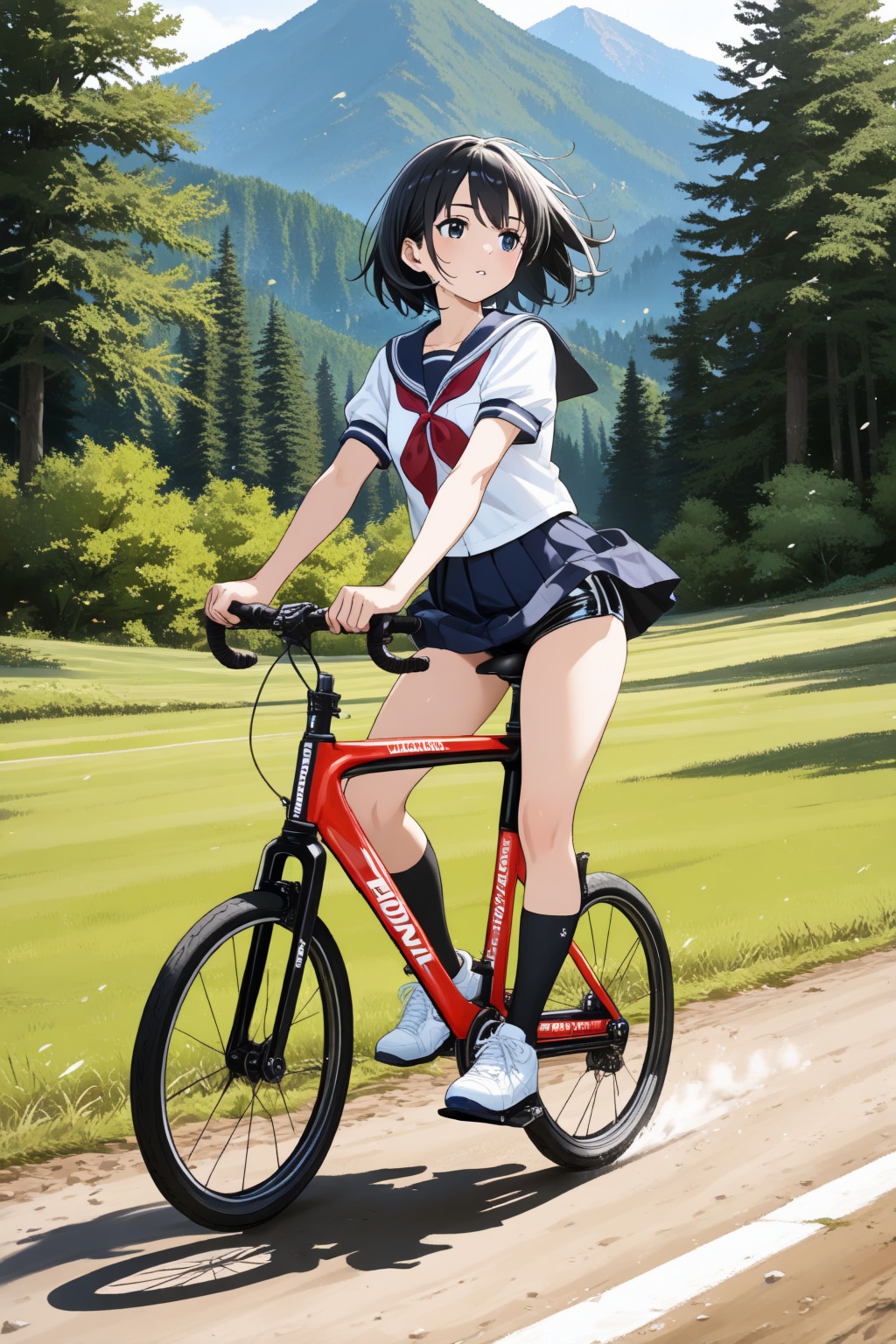 自転車に乗る娘