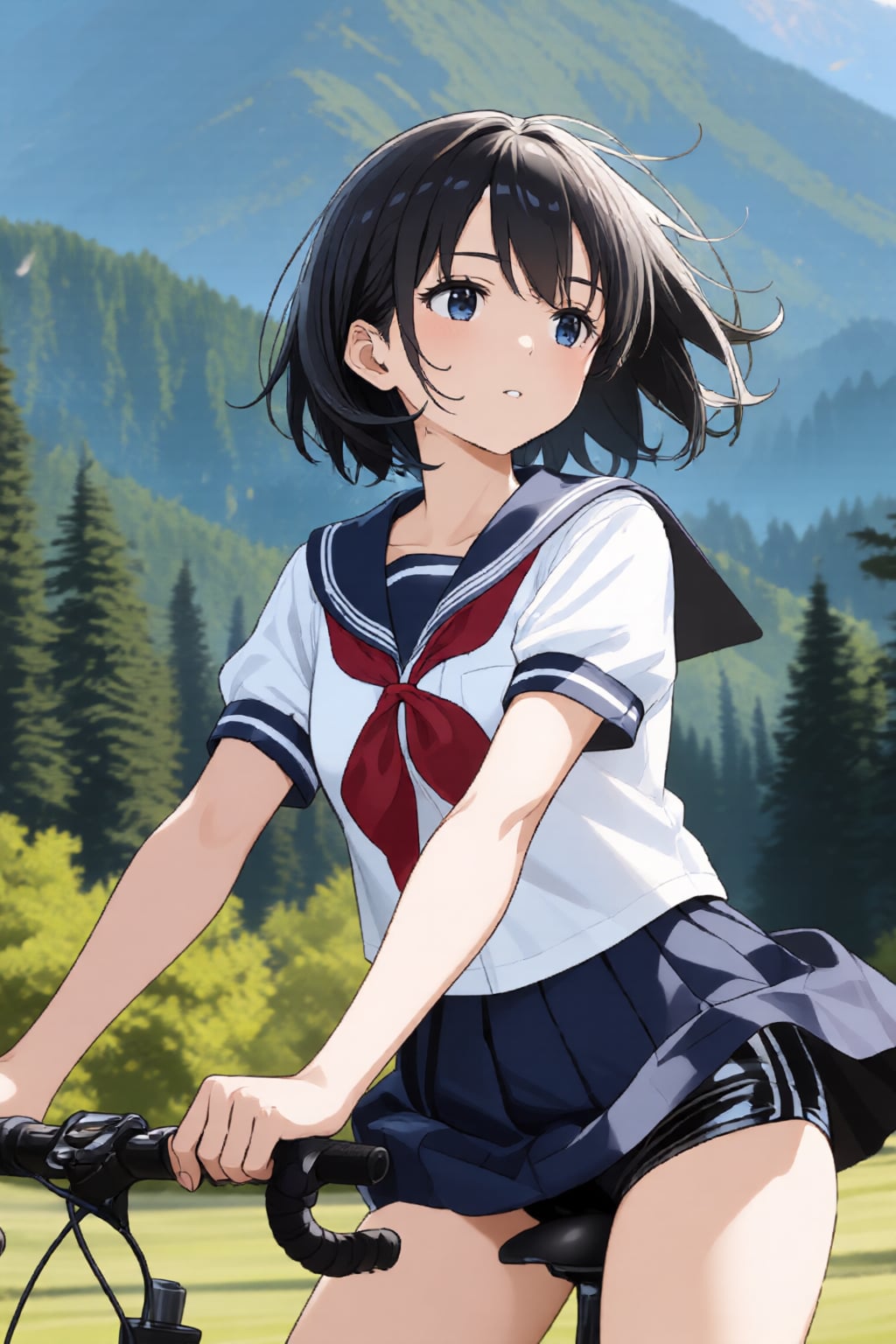 自転車に乗る娘