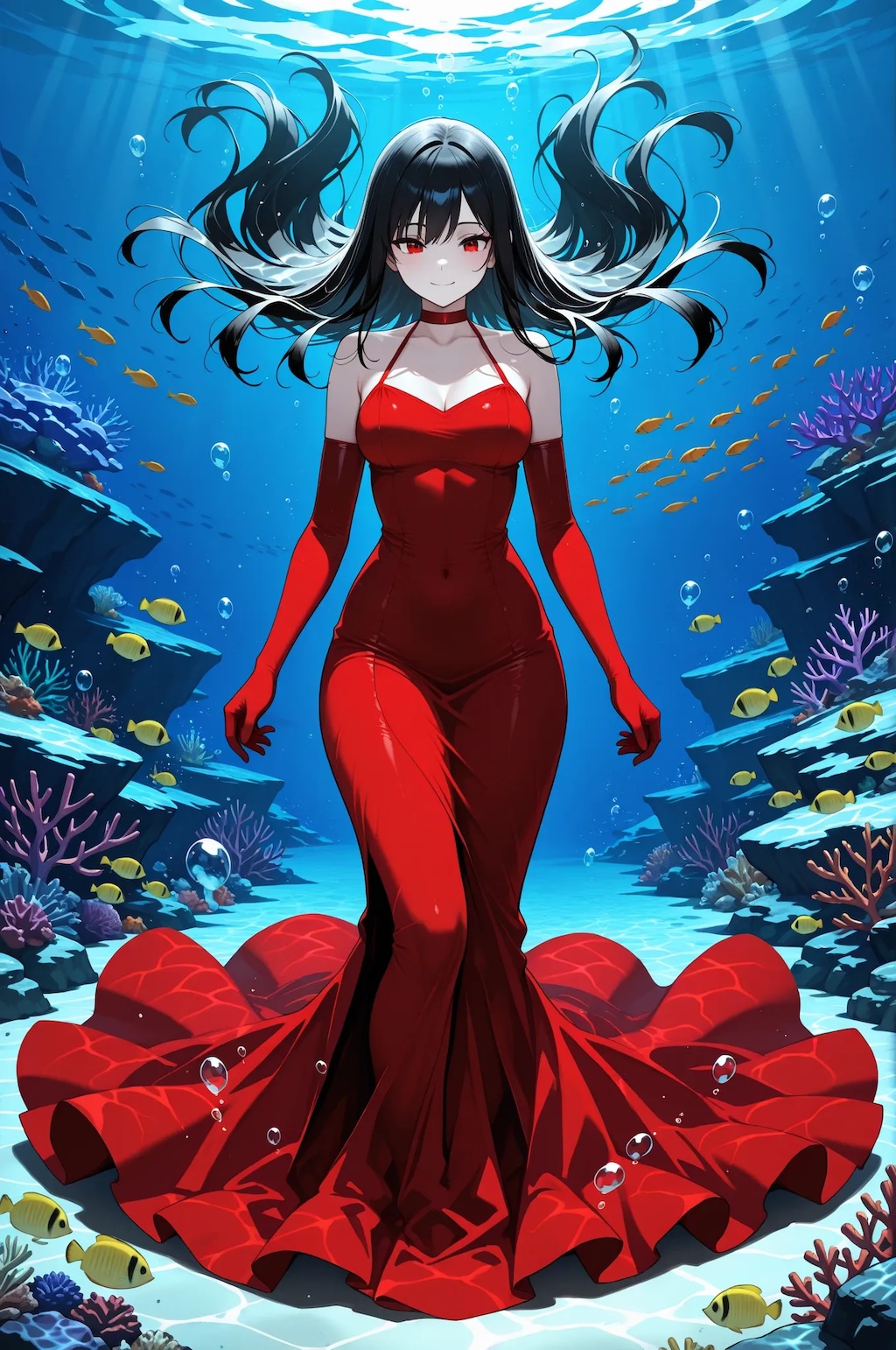 水中詰め合わせ 5色のドレスとエルボーグローブ編