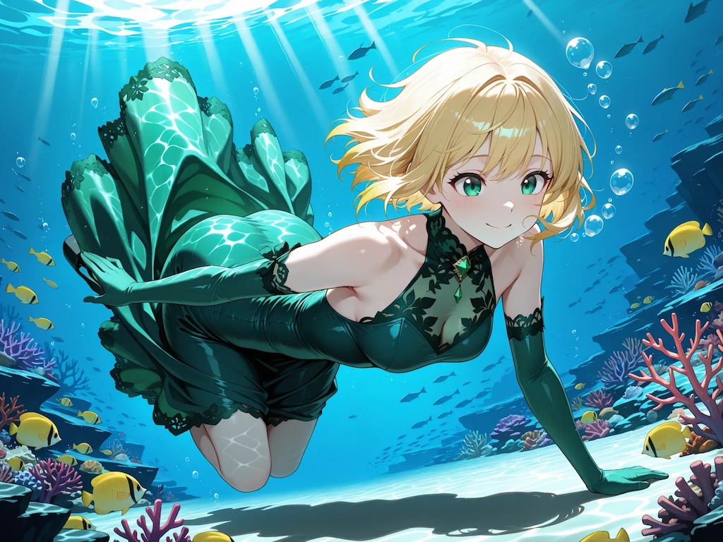 水中詰め合わせ 5色のドレスとエルボーグローブ編